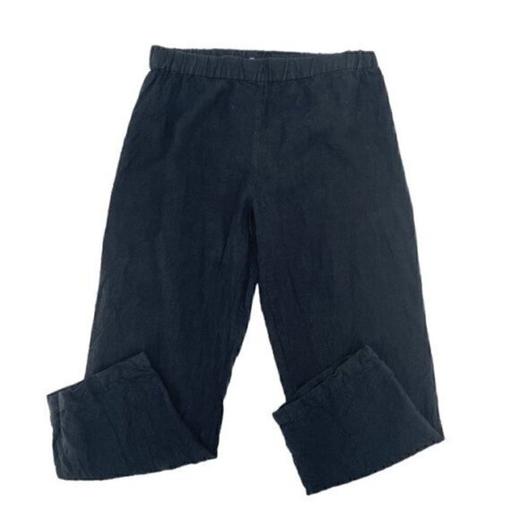 Jarbo 100% Linen High Waist Tapered Leg Pants Lagenlook Black size Large - Picture 3 of 4